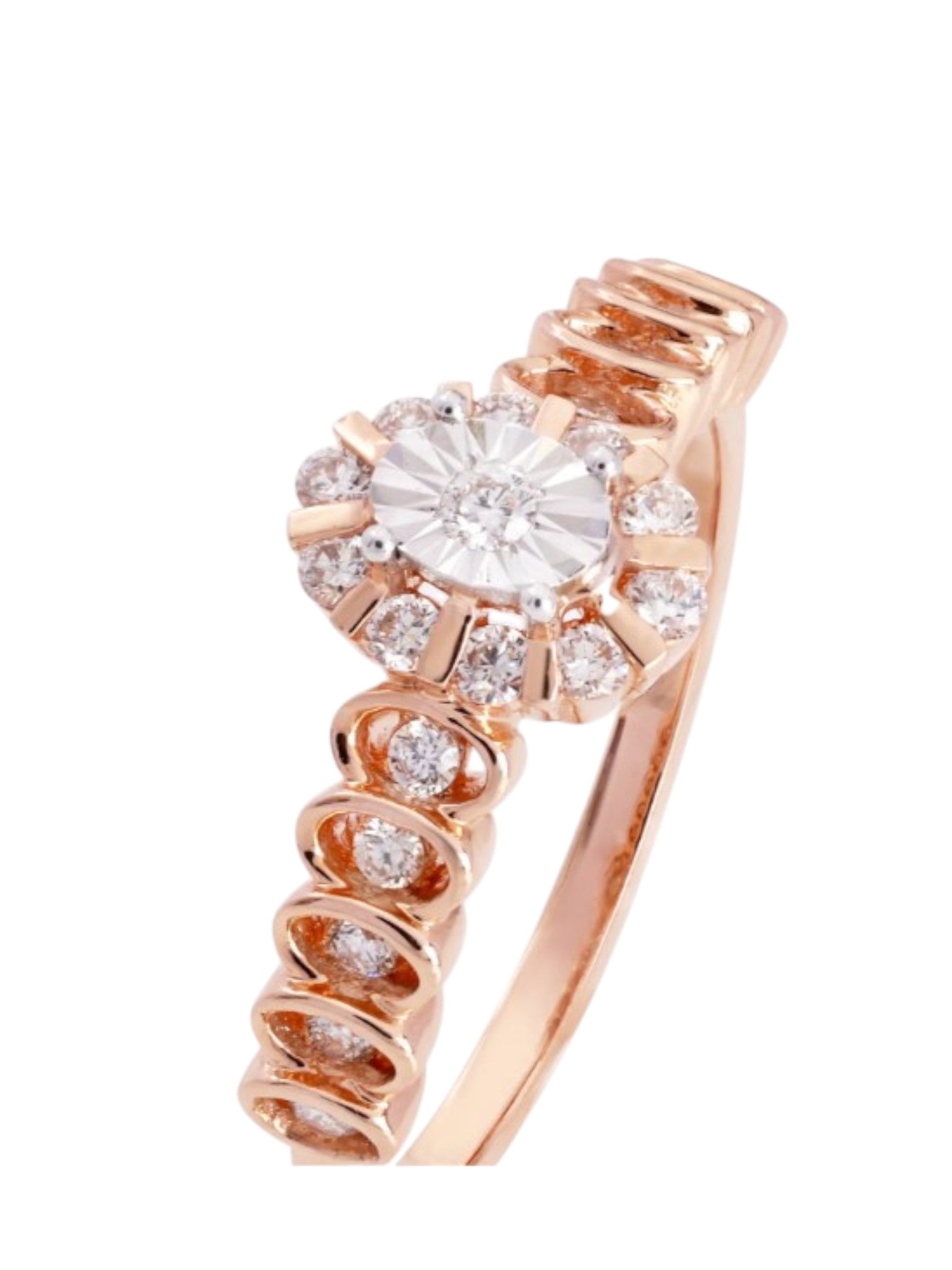 Sterling Rose Gold Plated CZ Stone Light Weight Silver Ring For Women By Kesardeep